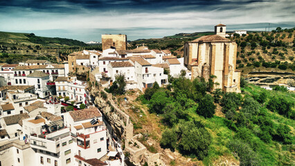 Obraz premium Aerial view of Setenil de las Bodegas, Andalusia. Southern Spain