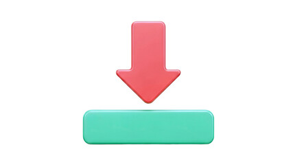 3D Red Arrow Points Down at Green Bar