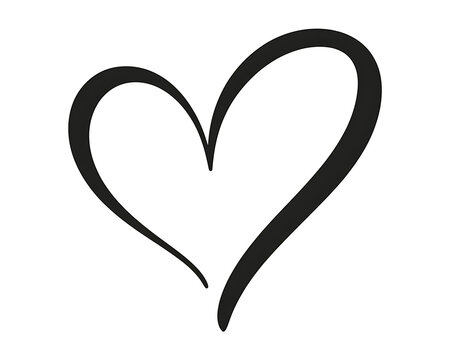 Calligraphic love heart sign. Vector Romantic illustration symbol join, passion and wedding. Calligraphy Design flat element of valentine day. Template for t-shirt, card, invitation