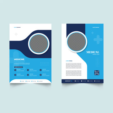Modern Medical flyer and brochure cover page template design. Set of Healthcare program flyer design medical flyer and Modern medical leaflet design template