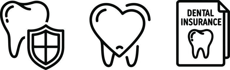 Fototapeta premium Vector of Dental insurance concept with tooth shield and policy