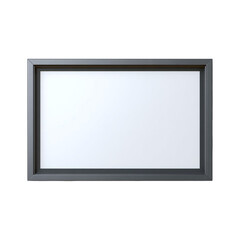 Modern slim metallic digital photo frame with a blank white screen insert, isolated on transparent background.