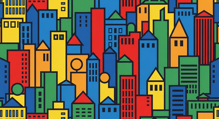 カラフルな都市景観が賑やかに立ち並びます