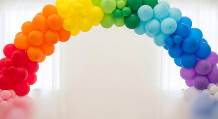 Fototapeta premium 虹色風船アーチ 鮮やかに輝く お祝いの雰囲気