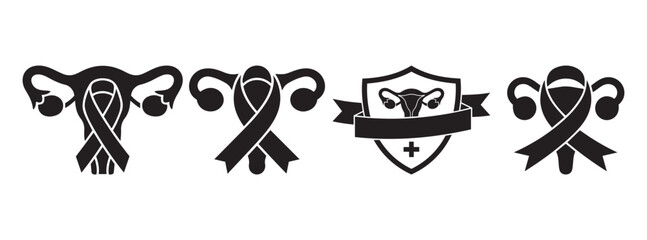 Uterus and Ribbon Graphics, Highlighting Women's Health and Gynecological Awareness