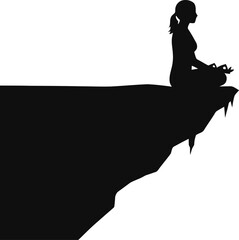 Obraz premium Meditating Silhouette Vector Illustration