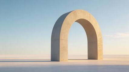 Fototapeta premium Minimalist Concrete Archway in Open Landscape