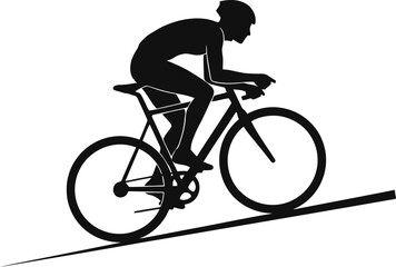Fototapeta premium Cyclist Riding Uphill Silhouette Vector Illustration
