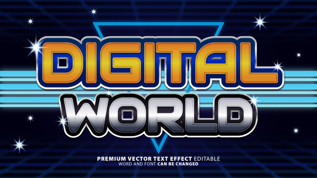 Retro 80s Digital World Editable Text Effect Vector