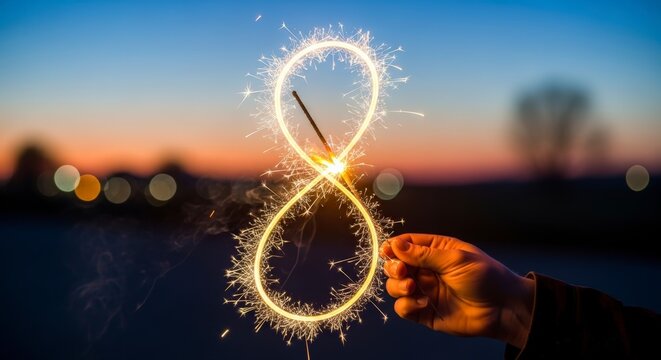 Glowing Infinity Symbol at Sunset.