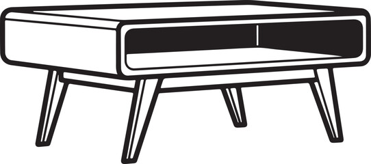 Line Art Illustration of a Mid- Century Modern Coffee Table furniture