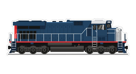 Vector illustration of a blue freight train locomotive side view © Rohim