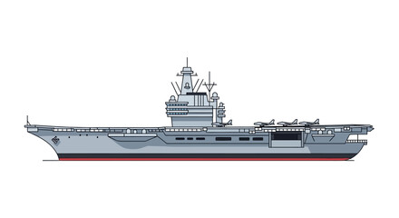 Vector illustration of a modern aircraft carrier on white background © Rohim
