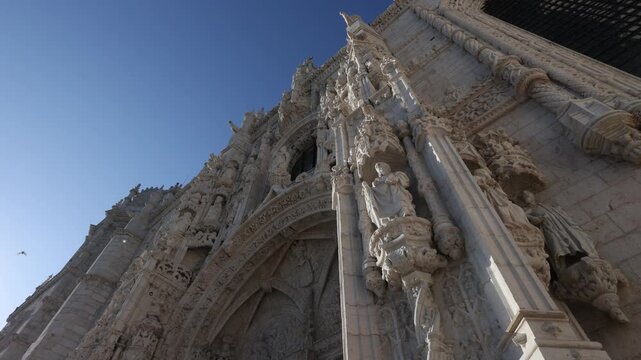 Epic facade shot in Jeronimos monastery in Lisbon