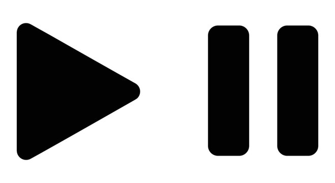 Play and pause icons representing media control functions in a digital interface Vector, illustration