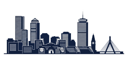 Fototapeta premium Minimalistic vector skyline illustration of a modern cityscape