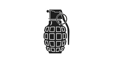 Black and white vector illustration of a hand grenade icon
