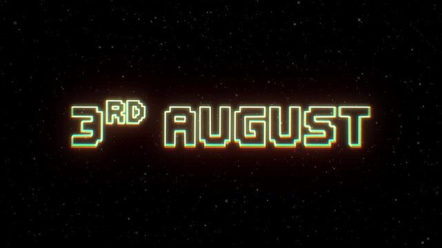 3rd August Neon text with retro style