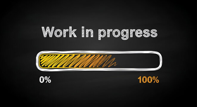 Modern work in progress bar with yellow and orange gradient on black background