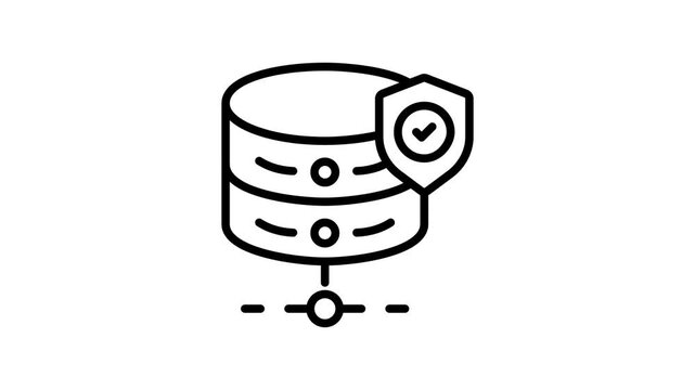 Visually appealing outline animated icon of trusted secure database