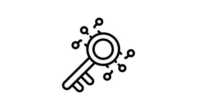 A captivating outline animated icon of digital key encryption