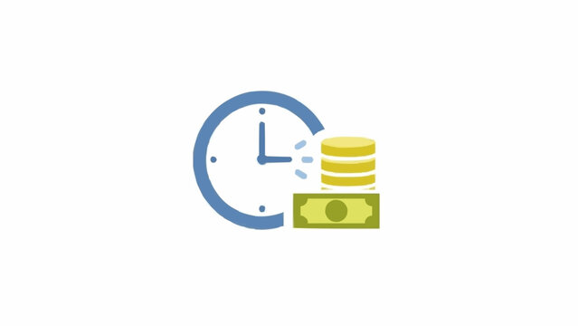Clock and Coins Stacked Together.