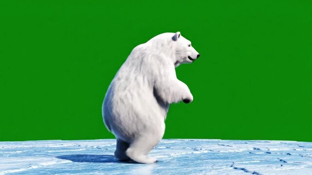 Polar bear interacts with ice in Arctic setting during bright day