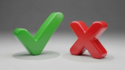 Green checkmark and red cross symbols on gray background contrasting correct and incorrect choices
