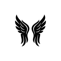 Fototapeta premium A pair of black angel wings on a white background