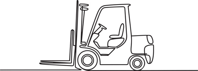 Truk forklift one continuous line design. one line Icon drawing © MofajjolHossen