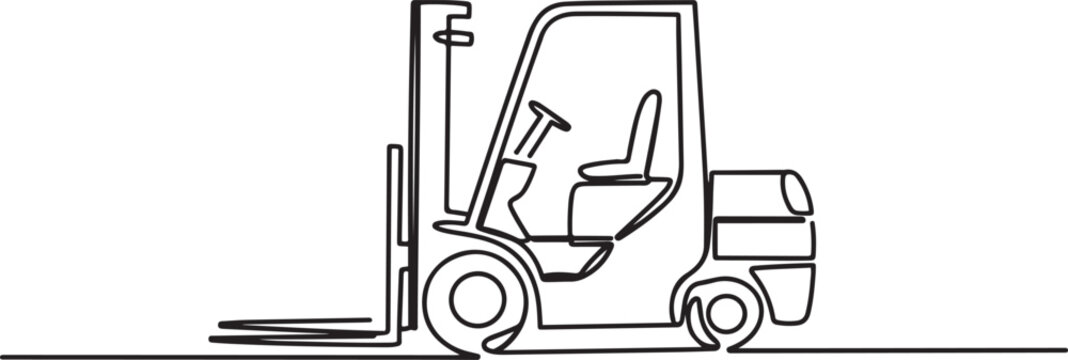 Truk forklift one continuous line design. one line Icon drawing