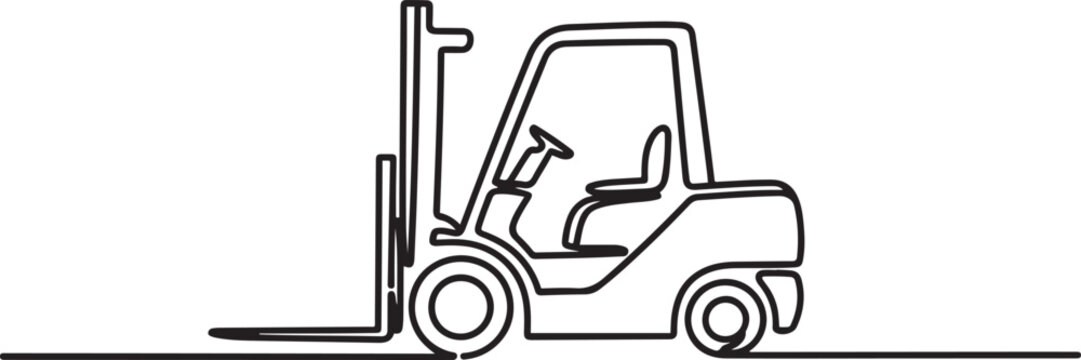 Truk forklift one continuous line design. one line Icon drawing