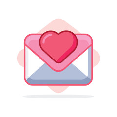 A cute pink love letter envelope with a heart symbol.