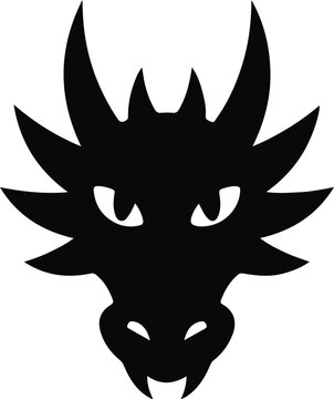Black Dragon Face Silhouette Front View mythical