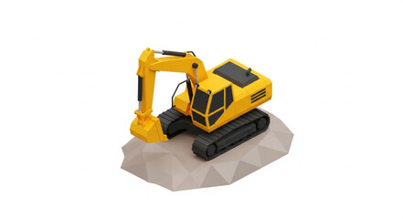 Yellow Toy Excavator on Rock. © Fikri