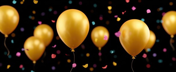 Fototapeta premium gold balloons soar in a vibrant celebration filled with joy and excitement