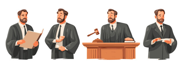 judge and lawyer style businessman vector style isolated on white