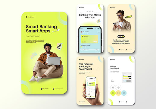 Online Banking Mobile App Promo Instagram Story Template Bundle