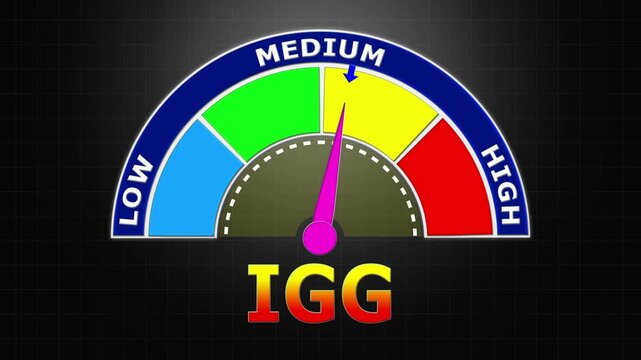 4K Animated IgG Level Meter Increasing from Low to High Levels , Monitoring Antibody Response and Immune Function.