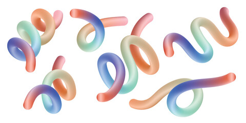 Abstract colorful swirling shapes with soft gradient textures against a clean white background