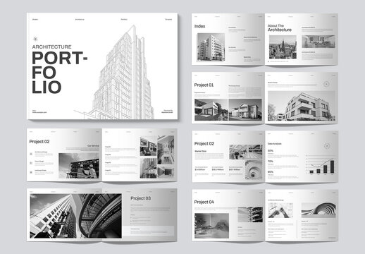 Modern Minimal Architecture Portfolio Brochure Template Landscape Layout
