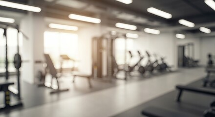 A calm gym interior featuring fitness equipment, promoting a tranquil environment for workouts.