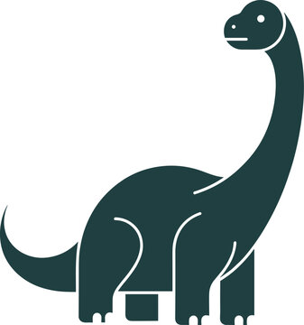 Minimalist Dinosaur Silhouette Icon Flat Design Vector Illustration
