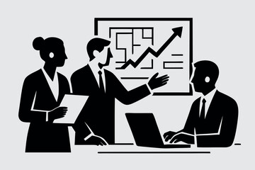 Flat style corporate meeting artwork