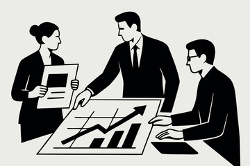 Flat style corporate meeting artwork