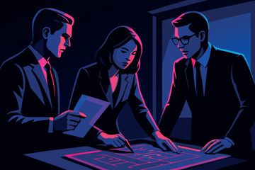 Flat style corporate meeting artwork