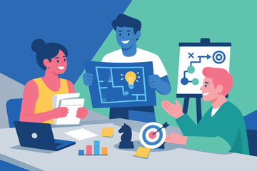 Flat style corporate meeting artwork