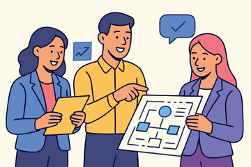 Flat style corporate meeting artwork