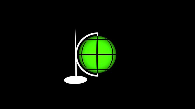 Green Globe on White Stand Against Transparent Background