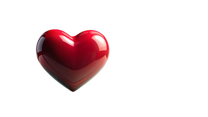 Red heart shape with reflections on dark background isolated on a transparent background